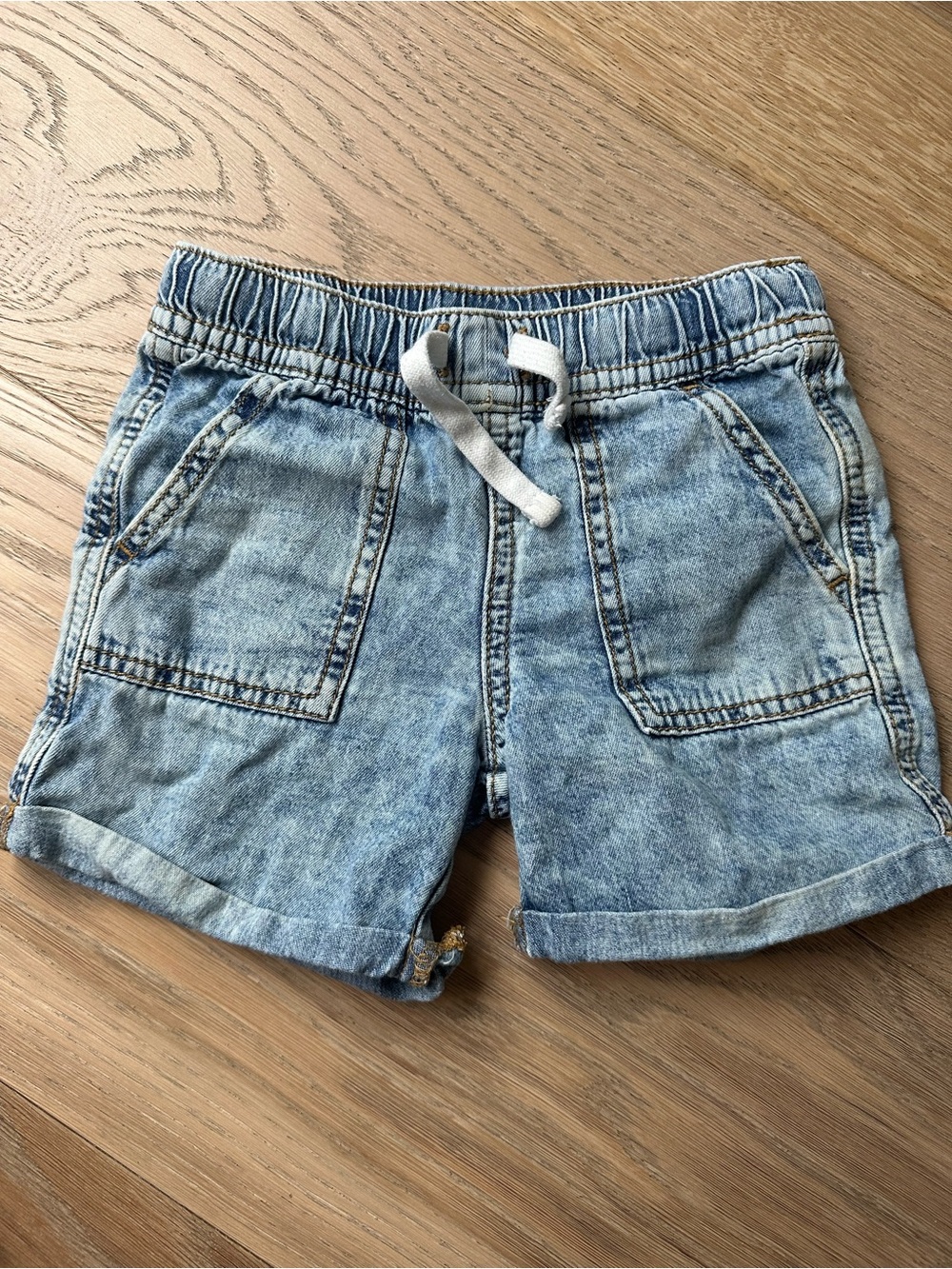 Cat & Jack Drawstring Shorts Light Blue Denim 4T